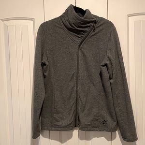 Tuff Athletics grey zip up asymmetrical neckline